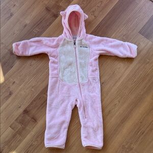 Columbia Pink and Cream Fleece Hooded One-Piece